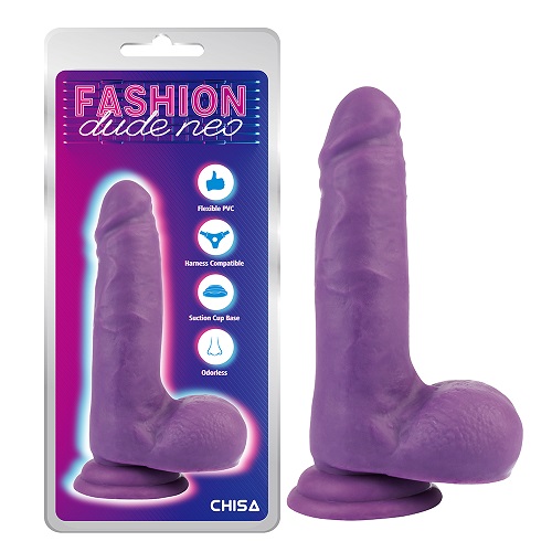 7'' Dual Density Cock Dildo สีม่วง