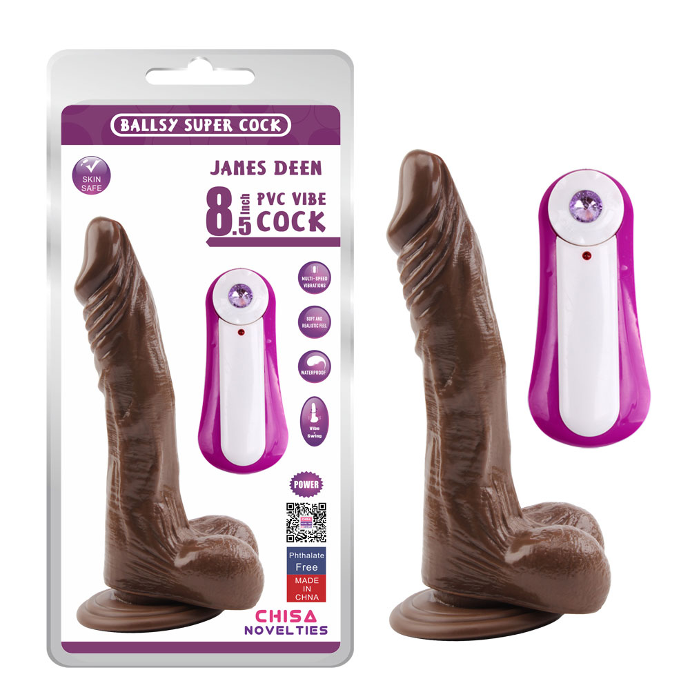 JAMES DEEN 8.5 Vibrating ดิลโด้-สีน้ำตาล